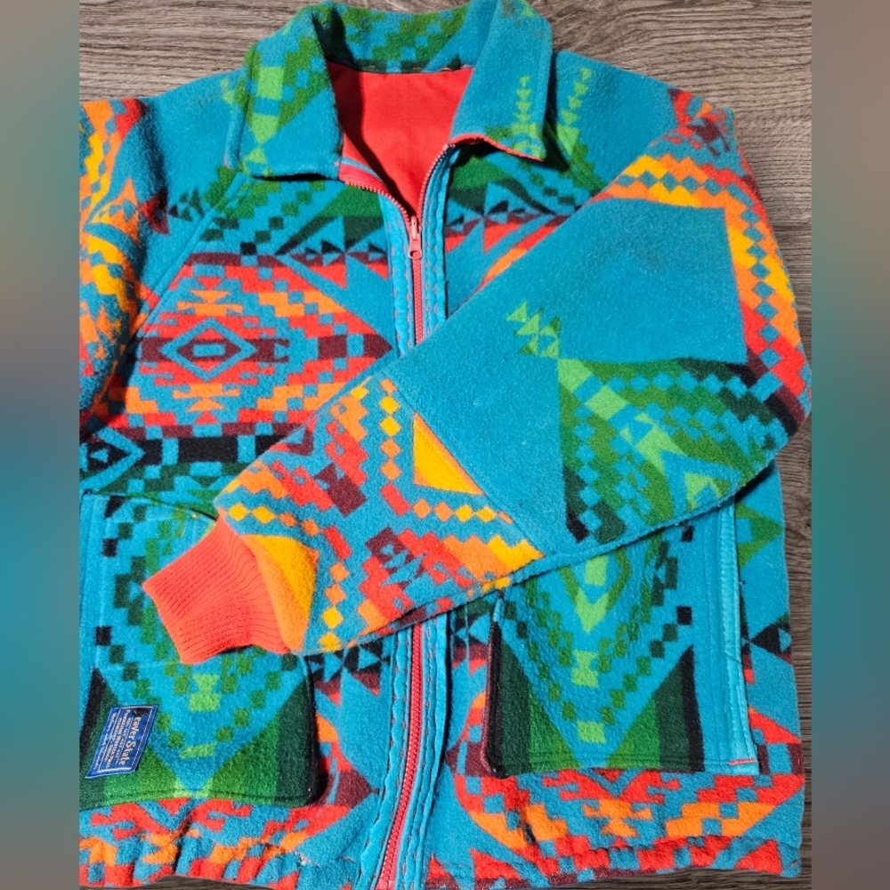 Vintage Pendleton Aztec Bomber Jacket Beaver Stat… - image 4